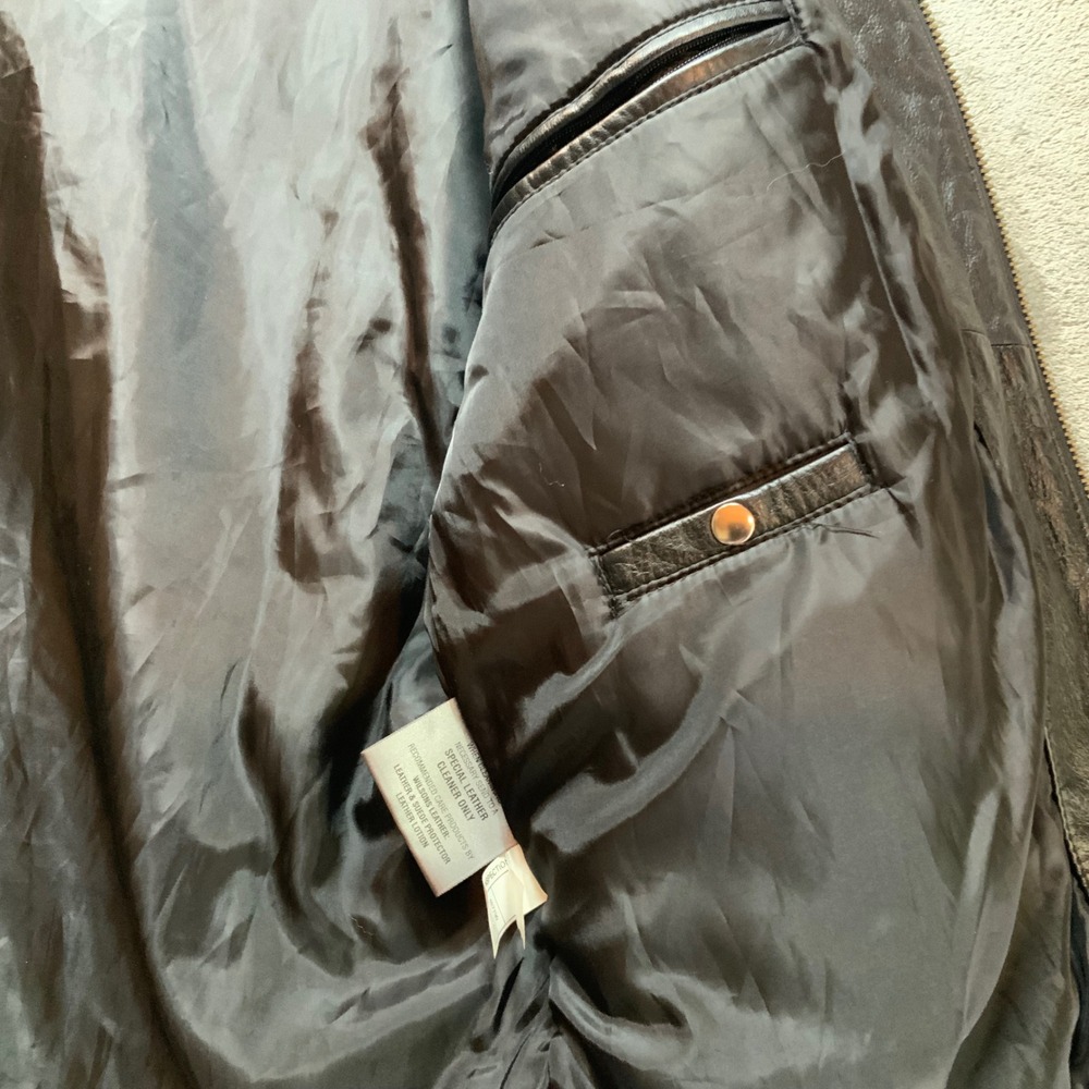 Wilsons Leather M Julian Mens Vintage Black Moto Cafe Racer Jacket Striped Med - Picture 8 of 13